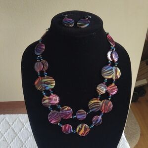 Multicolor Striped Necklace Set